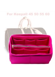 Fits Keepall for 45 50 55 60 Insert Organizer Purse Handbag Bag in Bag-3mm Premium Felt (Handmade/20 Colors) w/Detachable Zip Pocket