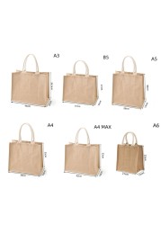 Durable Jute Shopping Bag Large Capacity Reusable Women Girls Travel Beach Bag Portable Bag Storage Organizer Handbag