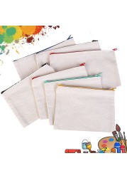 10pcs Empty Canvas Bags Cosmetic Zipper Bags Empty Pencil Bags DIY Pouches Craft Pencil Case Coin Customized Canvas Bag