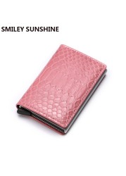 RFID Women Credit Card Holder Aluminum Metal Wallet Ladies Small Slim Business ID Card Holder Card Holder Bag Card Holders Pass Holder