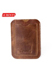 GUBINTU Genuine Leather Card Wallet Simple Design ID Card Holder Traffic Card Pocket Classic High Quality Brand Male Wallet