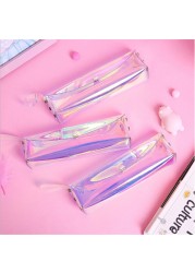 Small Transparent Cosmetic Bag Laser Pen Bag Cute Travel Makeup Bag Women Holographic Brush Bags Student Small Pencil Pouch