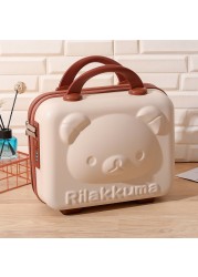 14 Inch Rilakkuma Storage Box Makeup Box Mini Portable Suitcase With Password Lock Small Luggage Make Up Storage Case