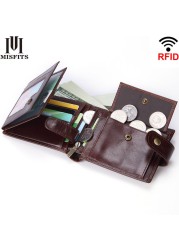 Super wallet men trifold genuine leather small wallet for men top quality male wallet zipper coin card holder men rfid wallet