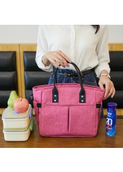 Large Capacity Women Lunch Bag Insulated Lunch Bag Picnic Shoulder Bag Tote Bag