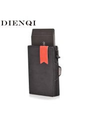 Genuine Leather Pc Card Holder Men Wallets Slim Thin Coin Purse Pocket Money Bags Luxury Metal Small Macsafe Wallet Male Purses