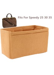 Speedy 25 30 35 Felt Cloth Insert Bag Organizer Khaki Makeup Bag Shaper Organizer Travel Inner Purse Portable Cosmetic Bags