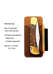 EASYANT Leather Pocket Bag, EDC Organizer, Strap, Clip, Buck 110 Space Pen