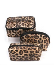 Leopard Print Cosmetic Storage Bag Women Waterproof Wash Bag Travel Essentials Makeup Organizer Toiletry Bag