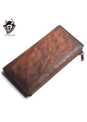 Genuine leather brushed color wallet ladies first layer cowhide long wallet large capacity retro clutch bag