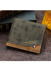 Men Wallet Money Bag Solid Color Leather Business Small Wallet Vintage Famous Male Wall Coin Purse