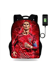 Cristiano Ronaldo - Multifunctional Backpack for Men and Women, Laptop Backpack with USB, School Travel Bag for Teenagers