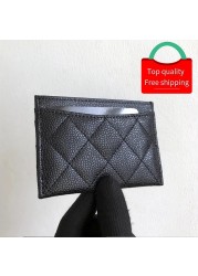 Fast Welivery Luxury Brand High Quality Leather Card Holder Diamond Pattern Unisex Wallet Caviar Sheepskin Classic Coin Purse