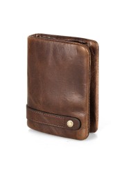 Genuine Leather Wallet for Men Vintage Short Purses Card Holder Wallets Brand Coin Pocket Zip Quality Money Bag