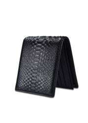 Luxury Genuine Leather Mens Wallet Quality Snakeskin Leather Wallet Men Brand Design Small Bifold Python Black Short