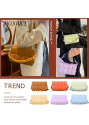 Women Shoulder Bags Fashion PU Leather Underarm Bags Pure Color All-Match Lattice Style Shopping Bags Designer Clutch