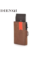 Genuine Leather RFID Credit Card Holder Men Wallets Slim Thin Coin Pocket Bank Card Holder Small Size Metal Wallet Male Wallet