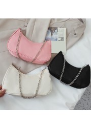 Fashion Young Women's Purses Handbag Solid Color Casual Small Underarm Bag Female Chain Shoulder Pouch Ladies Nylon Top-handle Bags