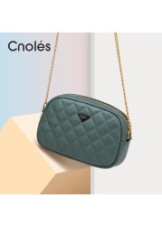 Cnoles Luxury Brand Shoulder Bag 2022 New Fashion High Quality Genuine Leather Designer Women Handbag Chain Crossbody Bag