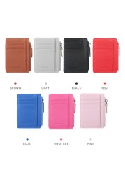 Ultra-thin Slim PU Leather Credit Card Holder Wallet Women Men Lightweight Business Change Money Wallet Card Bus Coin Bag