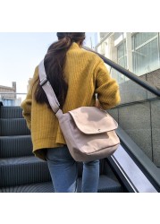 Women Wallet Messenger Bag Canvas Handbags Vintage Large Capacity Shoulder Bag 2022 Simple Solid Color Flap Tote Student Bags