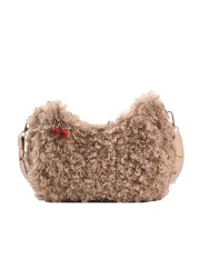 Small lamb wool shoulder bags ladies purse crossbody bags winter bags plush fluffy handbag shopping bag