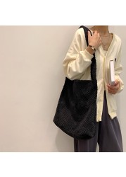 Stylish women's shoulder bags knitting solid color underarm bag large-capacity handbags for shopping travel supplies