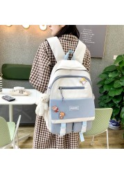 Casual Nylon Women Backpack Candy Color School Bags for Teenagers Girls Book Bags Patchwork Backpack Female Travel Bag