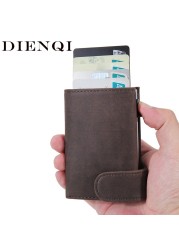 Leather Sign Card Holder Men Wallets Slim Thin Coin Purse Pocket Money Bags Luxury Small Metal Wallet Male Purses Portemonnaie