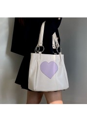 Xiuya Harajuku Kawaii Japanese Women Shoulder Bag Cute Heart Lolita Tote Bag Ladies Bags 2022 Big Shopper With Zipper