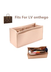 Fits for onthego GM Felt Cloth Insert Handbag Organizer Makeup Shaper On The Go Organizer Portable Cosmetic Bags