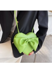 HOCODO Heart Shaped Crossbody Bags For Women Bow-knot Shoulder Bag Woman Summer Cute Ladies Purse PU Leather Women Bags
