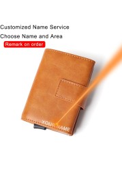 DIENQI RFID Credit Card Holder Wallets Slim Thin Metal Leather Business Bank Card Holder Case Money Bags Male Magic Smart Wallet