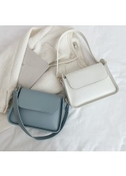 2022 Fashion Design Women Shoulder Bag Soft PU Leather Female Underarm Bags Solid Color Small Square Box Wide Strap Handbag