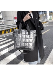 Women Top Handle Bag Women Solid Color Quilted Lattice Crossbody Bag Fashion Ladies Nylon Handbag For Travel Outdoor Leisure