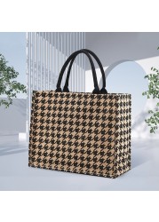Linen Square Casual Ladies Shopping Bag Daily Shopping Bag Large Capacity Storage Bags For Home Travel