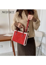 Women Shoulder Bags Stylish Women PU Leather Lamb Fur Quilted Messenger Bag Daily Travel Elegant Autumn Winter Crossbody Bags