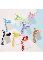 1PC DIY Blank ID Photo Beaded Keychain Bag Hanging Key Chain Pendant Mobile Phone Chain Bag Decorative Ornaments Accessory