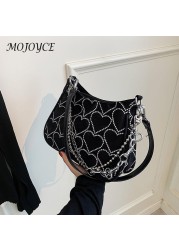 Embroidery hearts women's armpit bag fashion chain shoulder bag summer bags trend woman trendy retro underarm bags