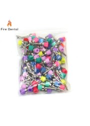 100pcs Colorful Toothbrush Bowl Latch Type Nylon for Dental Polishing Ra Shank for Teeth Cleaning