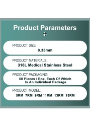 إبر الوشم التي يمكن التخلص منها ، 0.35 مللي متر ، 5RM ، 7RM ، 9RM ، 11RM ، 13RM ، 15RM ، دليل الوشم ، قبضة آلة الوشم ، 50 قطعة
