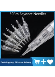 50pcs Disposable Cartridge Needles Permanent Makeup Bayonet Tattoo Gun 1RL/3RL/5RL for Eyebrow/Lip/Eyeliner Digital Machine