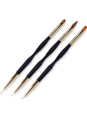 3pcs Nail Art Liner Brush Set Acrylic French Tape Tips Manicure Ultra-thin Line Drawing Pen UV Gel Brushes Painting Tools