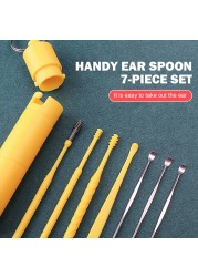 7pcs Earwax Remover Ear Cleaning Kit Ear Pick Earpick Ear Cleaner Spoon Ear Care Clean Tool for Baby Adult Ear Care Set