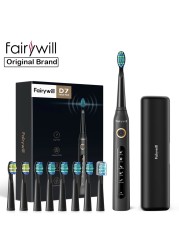 Fairywill FW-507 Sonic Electric Toothbrush 5 Modes USB Charger Waterproof Electronic Tooth with Brushes Replacement Heads