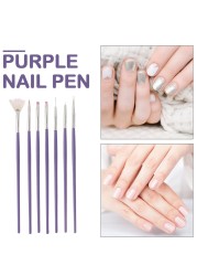 7pcs Nail Design Painting Pen Brush UV Gel Nail Polish Row Dotting Builder Drawing Carving Nail Art Brush Set Manicure Tools Por