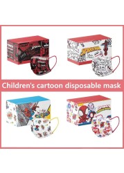 Disney Children's Mask Spider-Man Marvel Avengers Character Disposable Face Mask Cartoon Hero Pattern Lilo and Stitch Pixar Dust Cover