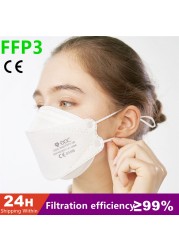 10/20/25/50/100pcs FFP3 Protective Face Mouth Mask CE Reusable Anti-dust Safety Unisex Mask mascarilla fpp3 homology ada PM2.5