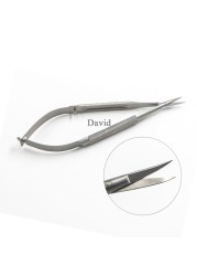 Microscopic instruments 12.5 cm small scissors, serrated conjunctiva, forceps probes, hooks, spoons, beaters, forceps