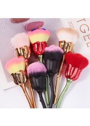 Flower Nail Brush for Manicure Rose Nail Art Brush Nail Extensions Popular Tools Round Small Gel Polish Dust Cleaning Brushes